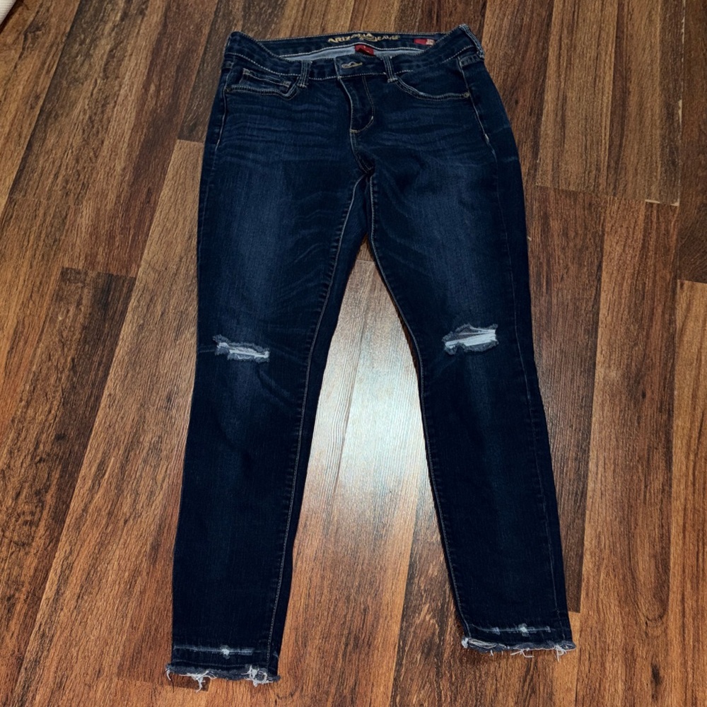 Arizona Jean Company Dark Blue Distressed Skinny Jeans